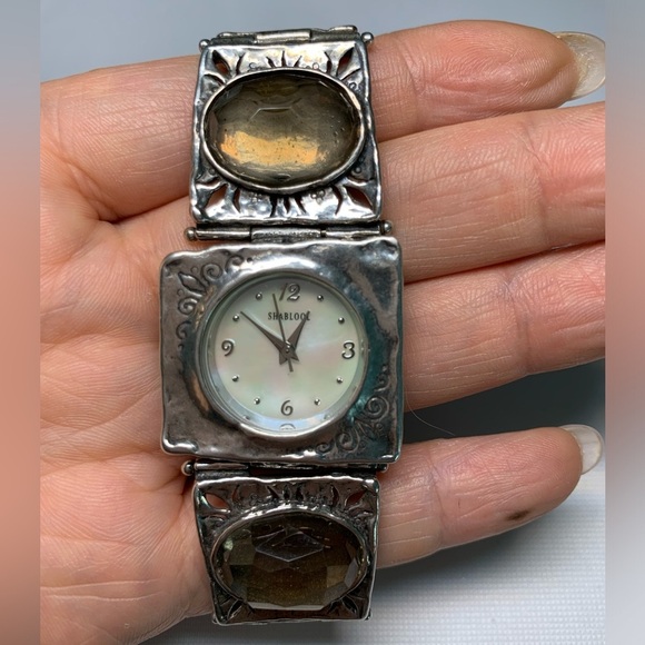 ✨ Shablool 925 Israel Sterling silver and smoky quartz watch/ - Picture 3 of 10